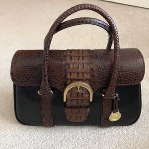 Brahim Brown and  black leather Buckle purse